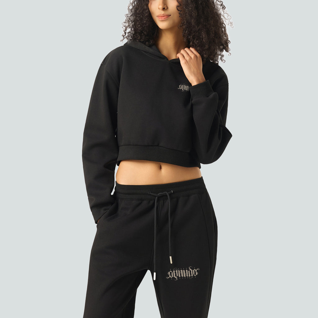 GetNude Ambigram Cropped Hoodie