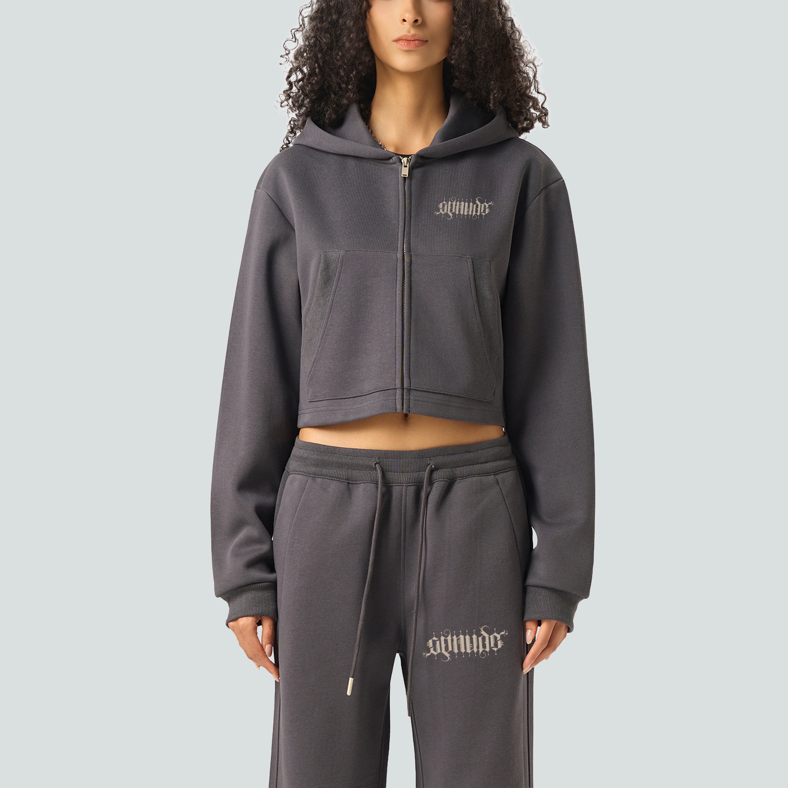 GetNude Ambigram Cropped Zip Hoodie