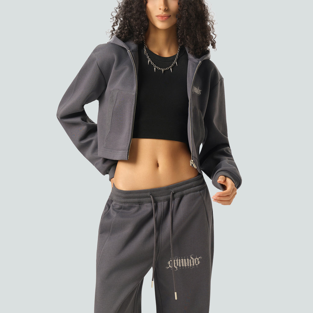 GetNude Ambigram Cropped Zip Hoodie