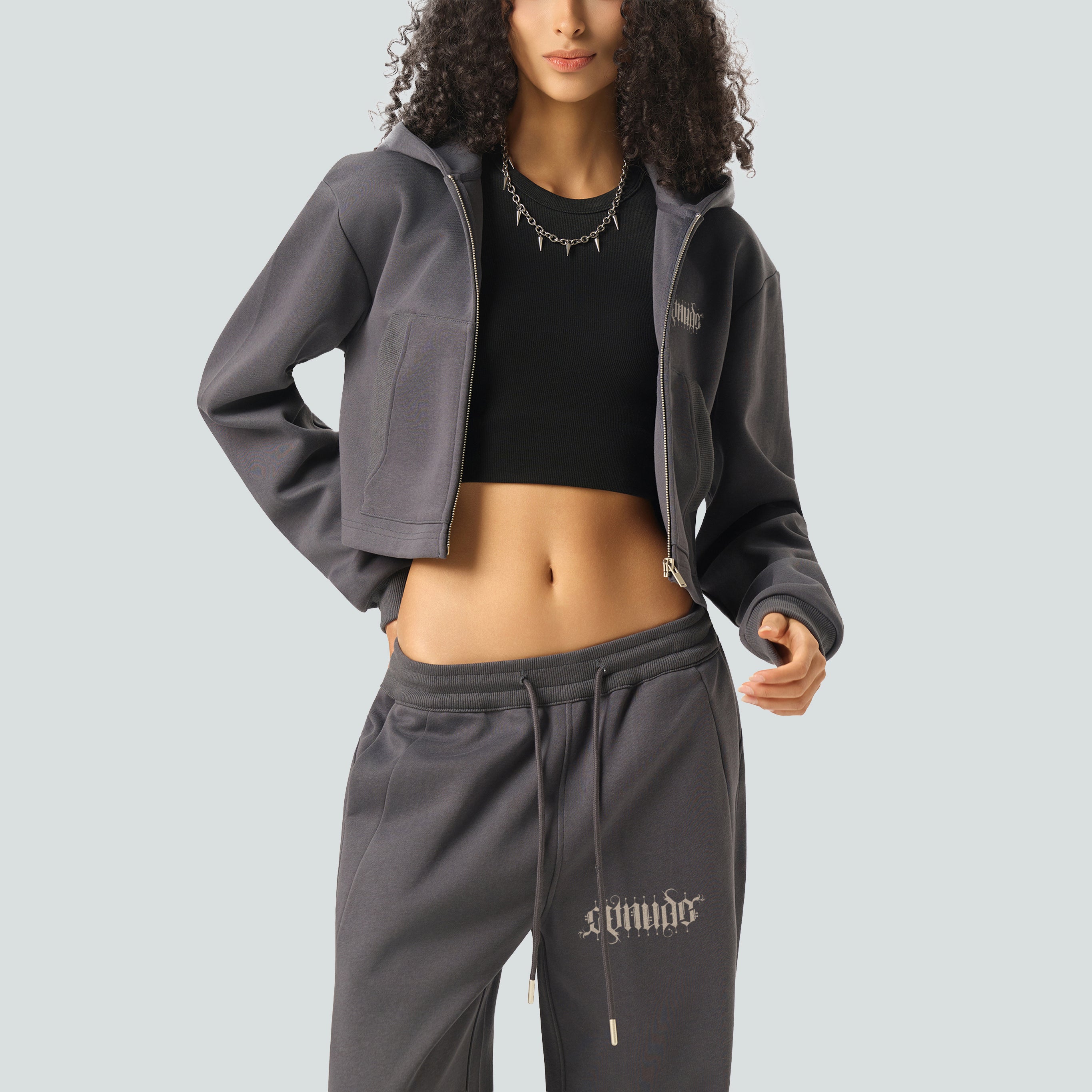 GetNude Ambigram Cropped Zip Hoodie