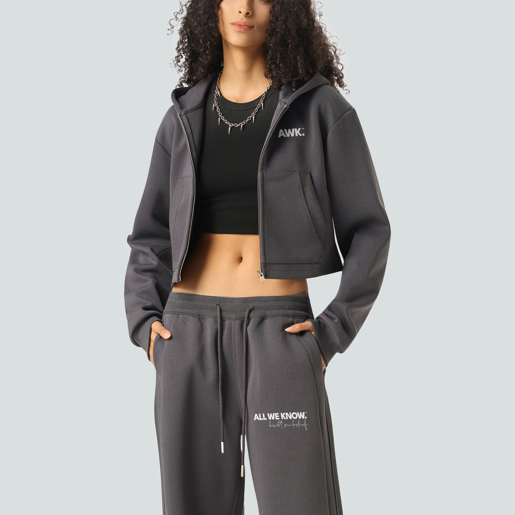 AllWeKnow™ 01 Cropped Zip Hoodie