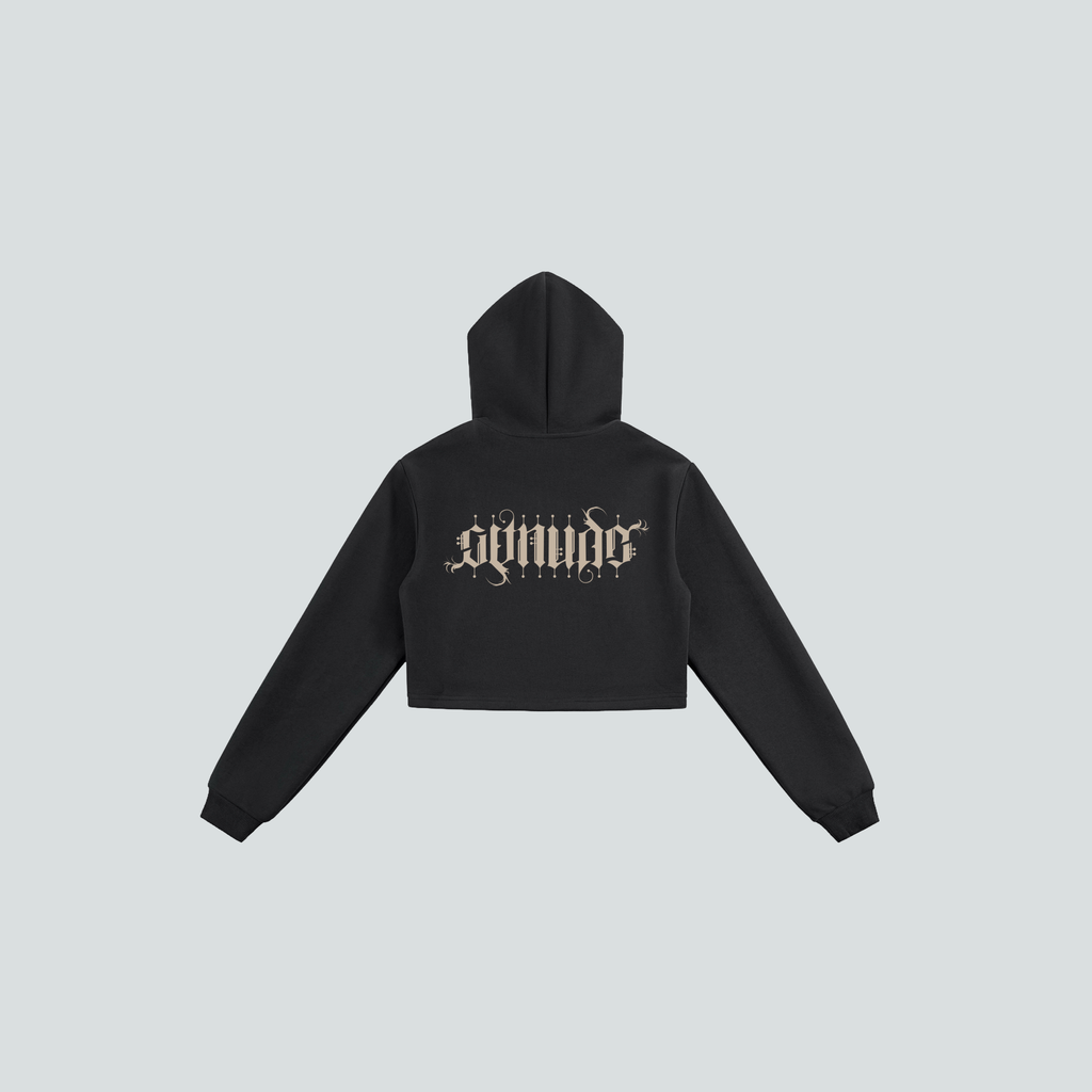 GetNude Ambigram Cropped Zip Hoodie