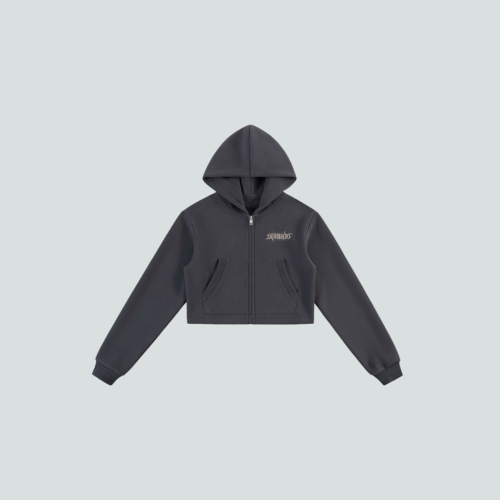 GetNude Ambigram Cropped Zip Hoodie