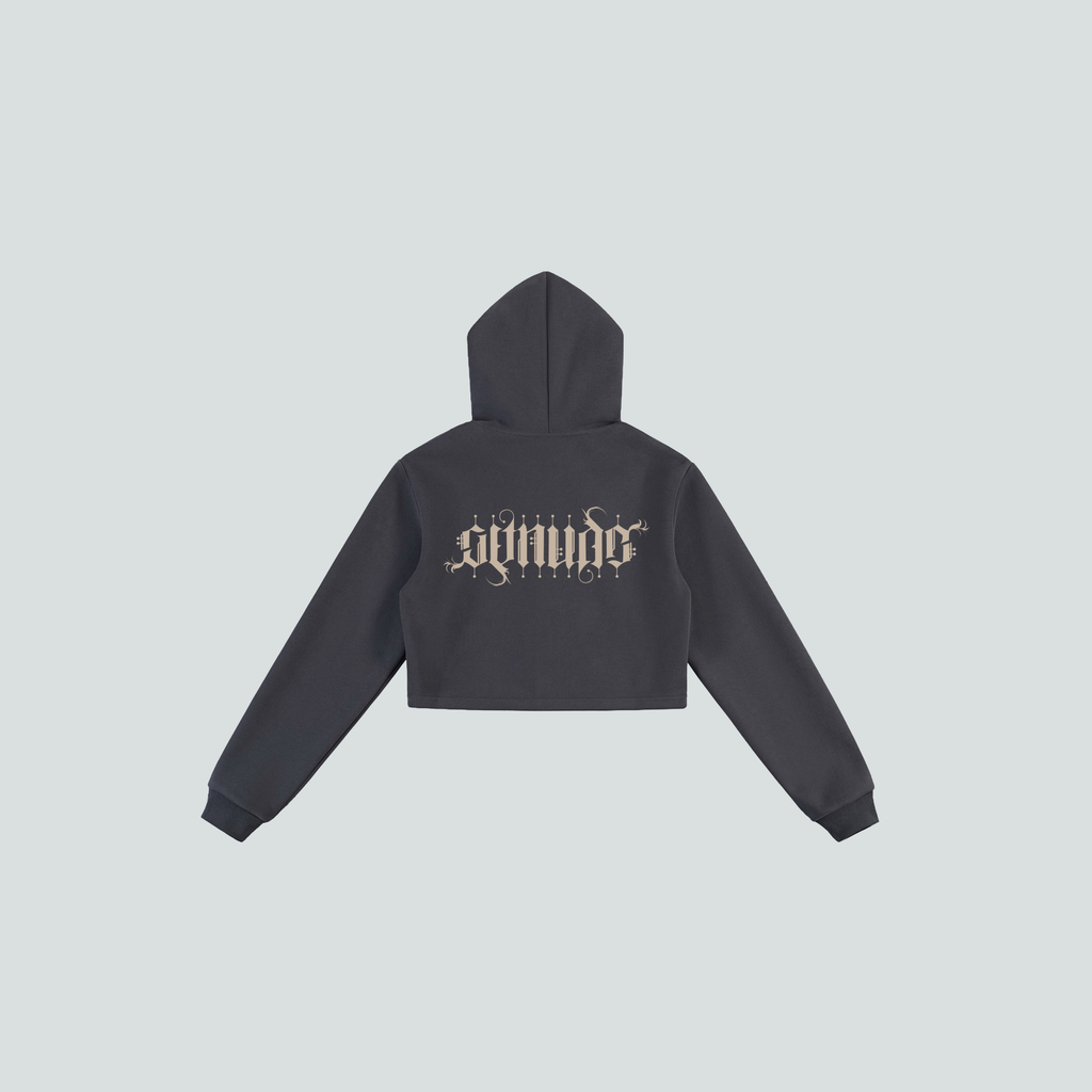 GetNude Ambigram Cropped Zip Hoodie