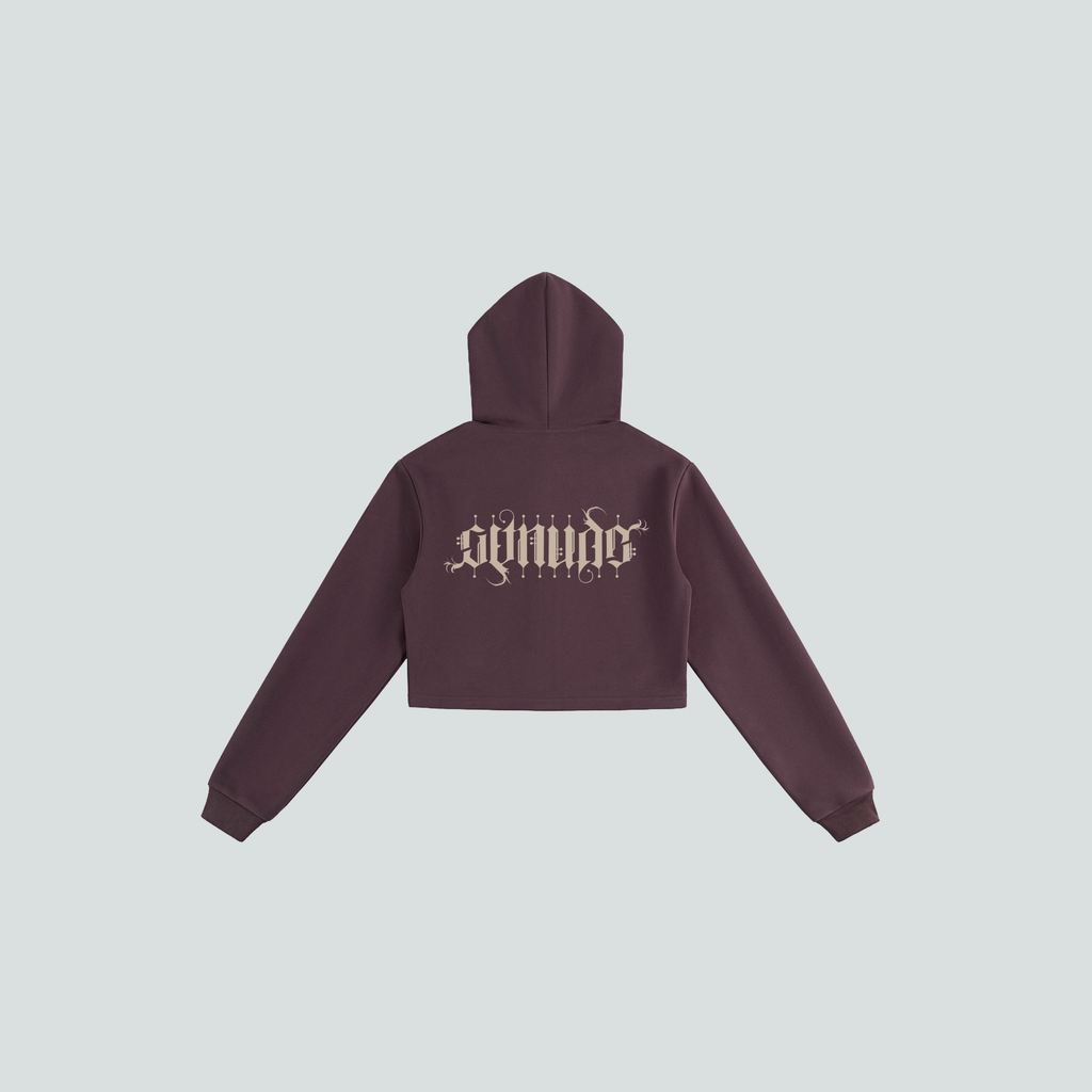 GetNude Ambigram Cropped Zip Hoodie